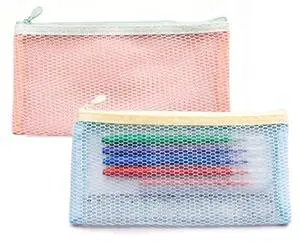 2-Pack Mesh Pencil Case,7.87 x 4.33 Inches, Multi-Purpose Transparent Pencil Case for Office and Travel (Blue + Pink) 1.0 2-Pack Mesh Pencil Case,7.87 x 4.33 Inches, Multi-Purpose Transparent Pencil Case for Office and Travel (Blue + Pink) 1.0