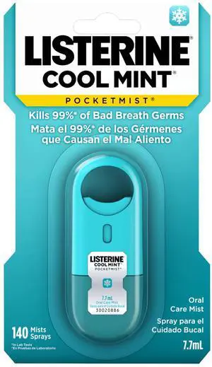 Pocket Mist Cool Mint 7.7 ml | Instant Fresh Breath, Sugar-Free, Travel Size Mouth Spray, Kills 99% Bad Breath Germs, On-The-Go, Non-Aerosol, Portable Pocket Mist Cool Mint 7.7 ml | Instant Fresh Breath, Sugar-Free, Travel Size Mouth Spray, Kills 99% Bad Breath Germs, On-The-Go, Non-Aerosol, Portable