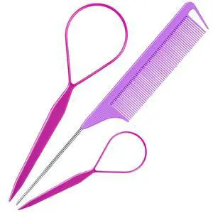 Hair Loop Tool, French Braid Tool for Hair Styling, Daliy or Dance | Durable Plastic, DIY Hair Styling, Daily at Home, Salon, For Girl, Women and Dancer, Topsy Tail Hair Tools with Rat Tail Comb Hair Loop Tool, French Braid Tool for Hair Styling, Daliy or Dance | Durable Plastic, DIY Hair Styling, Daily at Home, Salon, For Girl, Women and Dancer, Topsy Tail Hair Tools with Rat Tail Comb