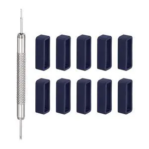 10pcs Watch Strap Loop 22mm Rubber Watch Holder Fastener Rings Retainer with Spring Bar Tool for Watch Band Repair, Dark Blue 10pcs Watch Strap Loop 22mm Rubber Watch Holder Fastener Rings Retainer with Spring Bar Tool for Watch Band Repair, Dark Blue
