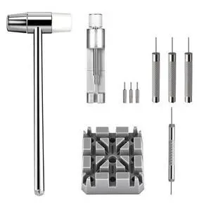 Watch Link Removal Kit, All Metal Watch Strap Link Removal, Sizing Kit with Pin Punches, Extra Pins, Hammer for Watch Band Strap Adjustment Watch Link Removal Kit, All Metal Watch Strap Link Removal, Sizing Kit with Pin Punches, Extra Pins, Hammer for Watch Band Strap Adjustment