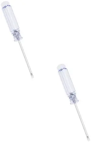 2 Pcs Mini Slotted Screwdriver, 3mm Flat Head, 92mm, Clear | 3.62" Total Length, Handle, Non-magnetic for Watch Eyeglasses Electronics Toy Repair 2 Pcs Mini Slotted Screwdriver, 3mm Flat Head, 92mm, Clear | 3.62" Total Length, Handle, Non-magnetic for Watch Eyeglasses Electronics Toy Repair