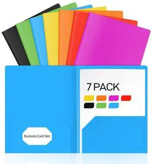 7 Pack Heavyweight Plastic Folders with Pockets, 7 Distinct Colors, Letter Size 2-Pocket Folders with Card Slot for School Office Home Organization 7 Pack Heavyweight Plastic Folders with Pockets, 7 Distinct Colors, Letter Size 2-Pocket Folders with Card Slot for School Office Home Organization