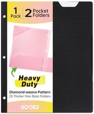 2-Pocket Folders with Pockets, Plastic Heavy Duty, Fits 3-Ring Binder | 1 Pack Pockets Folder for 3 Ring Binder with Writable Label, Letter Size, Black 2-Pocket Folders with Pockets, Plastic Heavy Duty, Fits 3-Ring Binder | 1 Pack Pockets Folder for 3 Ring Binder with Writable Label, Letter Size, Black