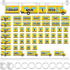 65Pcs School Bus Flip Calendar with Holder for Classroom 2026-2027 | Flip Chart Calendar with 54 Bus Shape Date Cards Adjustable Calendar Holder Bulletin Board Teacher Back to School Supplies 65Pcs School Bus Flip Calendar with Holder for Classroom 2026-2027 | Flip Chart Calendar with 54 Bus Shape Date Cards Adjustable Calendar Holder Bulletin Board Teacher Back to School Supplies