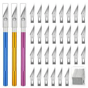 3 PCS Exacto Knife, Hobby Knife, Craft Knives with 30 PCS Spare Exacto Knife Blades(#11),Profession Craft Knifes for Crafts, Arts, Modeling, Scrapbooking, Stencil By XEKIGU, AK0103 3 PCS Exacto Knife, Hobby Knife, Craft Knives with 30 PCS Spare Exacto Knife Blades(#11),Profession Craft Knifes for Crafts, Arts, Modeling, Scrapbooking, Stencil By XEKIGU, AK0103