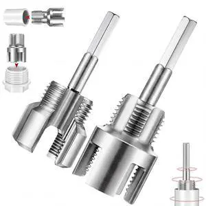 2 Pcs Pipe Threader Internal External PVC, 2 Sizes, Silver | Drill Compatible, Rethreading Kit for PVC Plastic Tubes, Dual Cutting Head, Ideal for Plumbing and Threading Repair Jobs 2 Pcs Pipe Threader Internal External PVC, 2 Sizes, Silver | Drill Compatible, Rethreading Kit for PVC Plastic Tubes, Dual Cutting Head, Ideal for Plumbing and Threading Repair Jobs