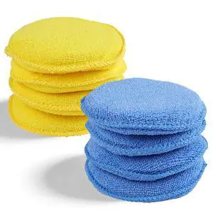 Polishing Pad 8 PCS, 5 Inch Diameter Round Microfiber Applicator Pad, Washable Reusable Car Wax Applicator Pad for Car Cleaning and Fine Polishing (Yellow and Blue) Polishing Pad 8 PCS, 5 Inch Diameter Round Microfiber Applicator Pad, Washable Reusable Car Wax Applicator Pad for Car Cleaning and Fine Polishing (Yellow and Blue)
