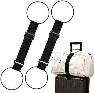 2Pcs Luggage Straps for Suitcases, Adjustable Luggage Connector Straps | Securely Carry Hand Luggage, Hands-Free Travel Essential (Black) 2Pcs Luggage Straps for Suitcases, Adjustable Luggage Connector Straps | Securely Carry Hand Luggage, Hands-Free Travel Essential (Black)