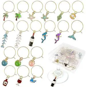 18 Pcs Wine Glass Charms, Wine Charms for Stem Glasses, Beach Style Drink Markers, Wine Glass Identifier, Drink Tags, Wine Glass Tags, for Christmas Thanksgiving Birthday Party Wine Glass Decorations 18 Pcs Wine Glass Charms, Wine Charms for Stem Glasses, Beach Style Drink Markers, Wine Glass Identifier, Drink Tags, Wine Glass Tags, for Christmas Thanksgiving Birthday Party Wine Glass Decorations