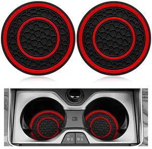 2 PCS Car Cup Holder Coaster, 2.71 Inch Non-Slip Auto Cup Coasters Anti Dust Mats, Universal Waterproof PVC Drink Holder Insert Coaster Insulated Pads for Most Vehicles (Red) 2 PCS Car Cup Holder Coaster, 2.71 Inch Non-Slip Auto Cup Coasters Anti Dust Mats, Universal Waterproof PVC Drink Holder Insert Coaster Insulated Pads for Most Vehicles (Red)
