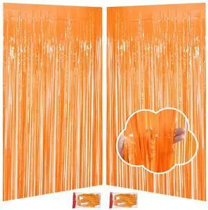 Orange Fringe Backdrop 3.3x8.2ft, 2 Pack Foil Tinsel Curtains Decor | Metallic Streamers, Easy Peel-and-Stick Installation, Cuttable, for Halloween, Thanksgiving, Friendsgiving, Birthday Party Orange Fringe Backdrop 3.3x8.2ft, 2 Pack Foil Tinsel Curtains Decor | Metallic Streamers, Easy Peel-and-Stick Installation, Cuttable, for Halloween, Thanksgiving, Friendsgiving, Birthday Party