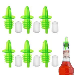 6PCS Plastic Bottle Pourers with Dust Caps for Oil(Green) 6PCS Plastic Bottle Pourers with Dust Caps for Oil(Green)