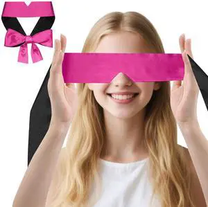 2 Pcs Satin Eye Mask, Black and Hot Pink | Silk Sleep Mask, Soft Comfortable Adjustable, Blackout Eye Cover, V-Shaped, 160 cm/6.3 inch 2 Pcs Satin Eye Mask, Black and Hot Pink | Silk Sleep Mask, Soft Comfortable Adjustable, Blackout Eye Cover, V-Shaped, 160 cm/6.3 inch