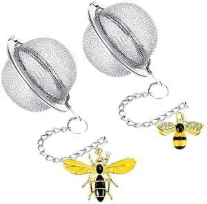 2PC Stainless Steel Mesh Tea Infuser,2.1 inch Tea Ball with Honey Bee | Tea Diffuser Tea Steeper for Filtering Tea,Tea Infusers for Loose Tea,Tea Strainer for Flavoring Herbal Spices and Seasonings 2PC Stainless Steel Mesh Tea Infuser,2.1 inch Tea Ball with Honey Bee | Tea Diffuser Tea Steeper for Filtering Tea,Tea Infusers for Loose Tea,Tea Strainer for Flavoring Herbal Spices and Seasonings