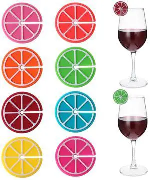 8 PCS Lemon Slice Drink Markers for Glasses, Reusable Lemon Slice Shaped Wine Glass Pendant, Silicone Fruit Wine Glass Markers Washable, Perfect for Parties and Gifts 8 PCS Lemon Slice Drink Markers for Glasses, Reusable Lemon Slice Shaped Wine Glass Pendant, Silicone Fruit Wine Glass Markers Washable, Perfect for Parties and Gifts