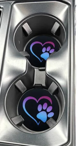 2PCS Dog Paw Heart Print Car Cup Holder Coasters, 2.73 Inch Anti-Slip Shockproof Automotive Drink Mat for Women and Men, Universal Vehicle Cup Holder Insert for RV, SUV, Truck (Colorful) 2PCS Dog Paw Heart Print Car Cup Holder Coasters, 2.73 Inch Anti-Slip Shockproof Automotive Drink Mat for Women and Men, Universal Vehicle Cup Holder Insert for RV, SUV, Truck (Colorful)