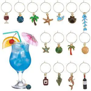 15 Pcs Ocean Theme Wine Glass Charms, Drink Markers for Stem Glasses, Drink Identifier Tags for Party Wedding Home Bar Decorations 15 Pcs Ocean Theme Wine Glass Charms, Drink Markers for Stem Glasses, Drink Identifier Tags for Party Wedding Home Bar Decorations