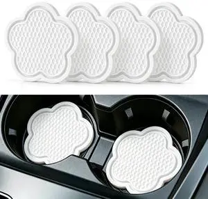 Car Cup Holder Coaster, Universal Non-Slip Recessed Flower Shaped Cup Holders, Cute Car Accessories Interior for Women and Man Interior Sets 4 Pack (White) Car Cup Holder Coaster, Universal Non-Slip Recessed Flower Shaped Cup Holders, Cute Car Accessories Interior for Women and Man Interior Sets 4 Pack (White)