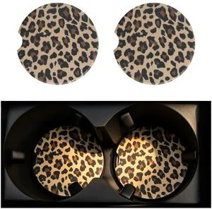 2PCS Car Cup Coasters,2.6 Inch Leopard Print Cup Holder Coasters for Car,Anti Slip Absorbent Cars Coaster for Cups Holders Leopard Print Cars Accessories for Women&Men 2PCS Car Cup Coasters,2.6 Inch Leopard Print Cup Holder Coasters for Car,Anti Slip Absorbent Cars Coaster for Cups Holders Leopard Print Cars Accessories for Women&Men