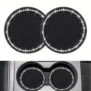 2PCS Bling Car Cup Coaster, Universal Vehicle Bling Holder Insert,2.75 inch Rhinestone Anti Slip Silicone Insert,Suitable for Most Car Interior,Best Gift Car Bling for Women, Black, 2 Pack 2PCS Bling Car Cup Coaster, Universal Vehicle Bling Holder Insert,2.75 inch Rhinestone Anti Slip Silicone Insert,Suitable for Most Car Interior,Best Gift Car Bling for Women, Black, 2 Pack