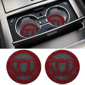 2PCS 2.73'' Bling Car Cup Holder Coasters, Silicone Anti-Slip Car Cup Holder Mat, Car Beverage Coaster, Rhinestone Cup Holder Insert Coaster, Car Interior Accessories for Women Girls (Red) 2PCS 2.73'' Bling Car Cup Holder Coasters, Silicone Anti-Slip Car Cup Holder Mat, Car Beverage Coaster, Rhinestone Cup Holder Insert Coaster, Car Interior Accessories for Women Girls (Red)