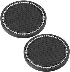 2 PCS Bling Cup Holder Coasters for Car 2.75 inch (White Diamond) | Car Accessories for Women Diamond Universal Non-Slip Silicone Cup Holder Coasters, Sparkly Bling 2 PCS Bling Cup Holder Coasters for Car 2.75 inch (White Diamond) | Car Accessories for Women Diamond Universal Non-Slip Silicone Cup Holder Coasters, Sparkly Bling