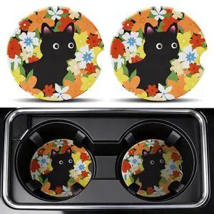2 Pack Car Coasters, Absorbent Car Cup Coasters with Finger Slot, 2.56" Ceramic Anti-Slip Cup Holder Coasters for Car for Women 2 Pack Car Coasters, Absorbent Car Cup Coasters with Finger Slot, 2.56" Ceramic Anti-Slip Cup Holder Coasters for Car for Women
