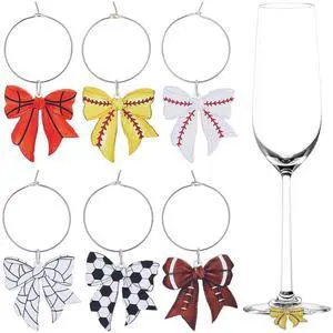 1 Box 6 Styles Bow Drink Charm Sports Wine Glass Charms Acrylic Soccer Tennis Softball Rugby Basketball Baseball Pattern Bowknot Cocktail Marker Identifier Tag for Stem Glasses Party Favors 1 Box 6 Styles Bow Drink Charm Sports Wine Glass Charms Acrylic Soccer Tennis Softball Rugby Basketball Baseball Pattern Bowknot Cocktail Marker Identifier Tag for Stem Glasses Party Favors