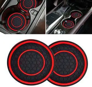 Car Cup Coasters - 2 Pack 2.75 Inch Diameter Universal Auto Anti Slip Cup Holder Insert Coaster, Suitable for Most Car Interior Accessories(Red) Car Cup Coasters - 2 Pack 2.75 Inch Diameter Universal Auto Anti Slip Cup Holder Insert Coaster, Suitable for Most Car Interior Accessories(Red)