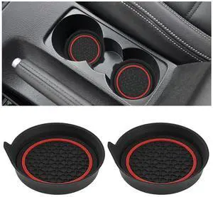 2PCS Car Cup Holder Coaster, Silicone Non-Slip Vehicle Cup Recessed Mats, Waterproof Sift-Proof Automotive Interior Insulation Drink Insert Pads, Universal Fit (Red/Black) 2PCS Car Cup Holder Coaster, Silicone Non-Slip Vehicle Cup Recessed Mats, Waterproof Sift-Proof Automotive Interior Insulation Drink Insert Pads, Universal Fit (Red/Black)