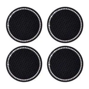 4 Pack Bling Car Cup Holder Insert Coasters Universal Bling Car Coaster with Rhinestone Crystal Car Cup Holder Coaster Auto Interior Accessories for Women 2.75 Inch Anti-Slip Car Cup Mat (Black) 4 Pack Bling Car Cup Holder Insert Coasters Universal Bling Car Coaster with Rhinestone Crystal Car Cup Holder Coaster Auto Interior Accessories for Women 2.75 Inch Anti-Slip Car Cup Mat (Black)