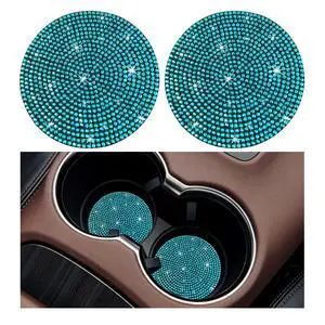 2PCS Bling Car Cup Holder Coaster, 2.73 Inch Anti-Slip Cup Insert Coasters, Crystal Rhinestone Auto Drink Cup Mat, Universal Interior Decor Car Accessories for Women Girls (Light Blue) 2PCS Bling Car Cup Holder Coaster, 2.73 Inch Anti-Slip Cup Insert Coasters, Crystal Rhinestone Auto Drink Cup Mat, Universal Interior Decor Car Accessories for Women Girls (Light Blue)