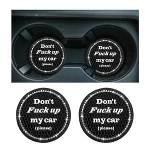 2 PCS Bling Car Cup Coaster, 2.75 Inch Anti-Slip Cup Holder Insert Coasters, Crystal Rhinestone Auto Drink Car Cup Mat for Women Girls, Universal Interior Car Accessories (Black) 2 PCS Bling Car Cup Coaster, 2.75 Inch Anti-Slip Cup Holder Insert Coasters, Crystal Rhinestone Auto Drink Car Cup Mat for Women Girls, Universal Interior Car Accessories (Black)