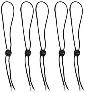 Hat Chin Cord, Black Flexible Removable Hat Chin Strap with Spring Loaded Stop Cord Lock,Pack of 5 Hat Chin Cord, Black Flexible Removable Hat Chin Strap with Spring Loaded Stop Cord Lock,Pack of 5