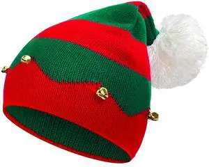 Asikkon Christmas Elf Knit Hat for Toddler, Beanie Knitted Xmas Hats with Jingle Bells for Kids 1 to 6 Years Old Children Asikkon Christmas Elf Knit Hat for Toddler, Beanie Knitted Xmas Hats with Jingle Bells for Kids 1 to 6 Years Old Children
