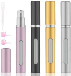 OBSGUMU 4pcs Mini Perfume Travel Bottle, Perfume Atomiser Refillable, 5ML Spray Bottles, Portable for Travel Holiday, Outdoor Activities and Business OBSGUMU 4pcs Mini Perfume Travel Bottle, Perfume Atomiser Refillable, 5ML Spray Bottles, Portable for Travel Holiday, Outdoor Activities and Business