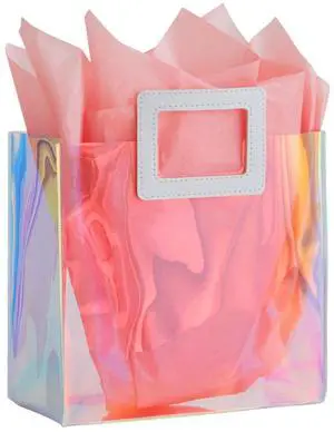 8.3'' Holographic Small Gift Bag with Tissue Paper(Coral) | Reusable Birthday Gift Bag for Women Girls Iridescent Bachelorette Wedding Bridal Bridesmaid Tote Gift Bag 8.3'' Holographic Small Gift Bag with Tissue Paper(Coral) | Reusable Birthday Gift Bag for Women Girls Iridescent Bachelorette Wedding Bridal Bridesmaid Tote Gift Bag
