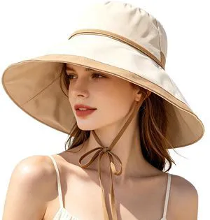 Brim Sun Hats for Women Adjustable Wind Chin Strap Wired Edge, Beige | UV Protection UPF50 Water-repellent, Fashion, 5.9in Shapable Brim, Light Packable, All Season, Beach Gardening Hiking Travel Brim Sun Hats for Women Adjustable Wind Chin Strap Wired Edge, Beige | UV Protection UPF50 Water-repellent, Fashion, 5.9in Shapable Brim, Light Packable, All Season, Beach Gardening Hiking Travel