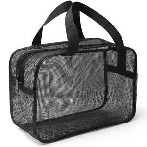 Gocvo Mesh Shower Caddy Mash Shower Bag Black Portable Mesh Accessories Organizer Tote for Gym College Dorm Room (Black-Large) Gocvo Mesh Shower Caddy Mash Shower Bag Black Portable Mesh Accessories Organizer Tote for Gym College Dorm Room (Black-Large)