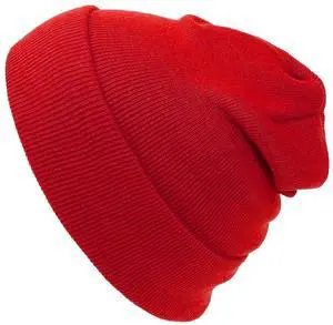 Cap911 Unisex Plain 12-Inch Long Red Beanie Soft Winter Hats Reduce Frizz Knit Beanies Warm Skull Cap Cap911 Unisex Plain 12-Inch Long Red Beanie Soft Winter Hats Reduce Frizz Knit Beanies Warm Skull Cap
