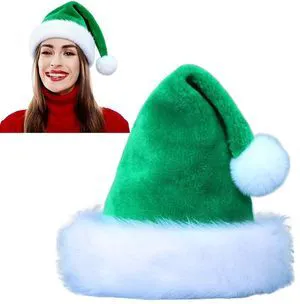 Ankelesz Santa Hat, Xmas Holiday Hat for Adults, Touch Soft and Comfortable Velvet Thickened Santa Hats for Christmas New Year Holiday Party Supplies (Green) Ankelesz Santa Hat, Xmas Holiday Hat for Adults, Touch Soft and Comfortable Velvet Thickened Santa Hats for Christmas New Year Holiday Party Supplies (Green)