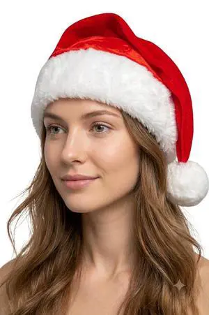 FInd Santa Hat, Unisex Velvet Comfort Christmas Hat, Medium Loft Faux Fur for Christmas New Year Festive Holiday Party Supplies FInd Santa Hat, Unisex Velvet Comfort Christmas Hat, Medium Loft Faux Fur for Christmas New Year Festive Holiday Party Supplies