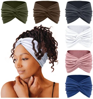 7'' Extra Wide Headbands for Women, Large Thick Turban Head Wrap Headband, Boho Bandana Head Bands for Women's Hair, Non Slip Workout Yoga Hairband Hair Accessories, 6 Pack 7'' Extra Wide Headbands for Women, Large Thick Turban Head Wrap Headband, Boho Bandana Head Bands for Women's Hair, Non Slip Workout Yoga Hairband Hair Accessories, 6 Pack