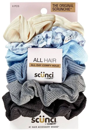 Mixed Fabric Scrunchies - Neutrals - All Hair - 6pcs: Hair Styling Elastic, Fashion Accessory Mixed Fabric Scrunchies - Neutrals - All Hair - 6pcs: Hair Styling Elastic, Fashion Accessory