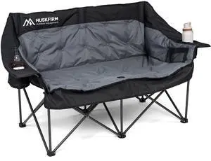 Oversized Double Camping Chair Padded Camping Chairs for Adults,Black | Folding Loveseat with Cup Holders and Side Pockets Heavy Duty Outdoor Lawn Chairs for Camping,Sports, Fishing,Beach Oversized Double Camping Chair Padded Camping Chairs for Adults,Black | Folding Loveseat with Cup Holders and Side Pockets Heavy Duty Outdoor Lawn Chairs for Camping,Sports, Fishing,Beach