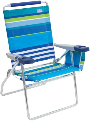 17" Extended Height 4-Position Folding Beach, Camping, Lawn Chair, Blue/White/Green 17" Extended Height 4-Position Folding Beach, Camping, Lawn Chair, Blue/White/Green
