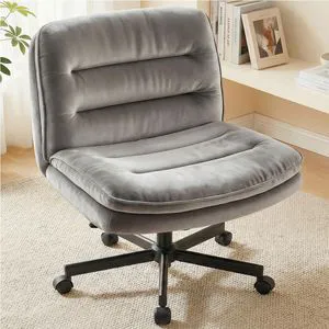 Criss Cross Office Chair Armless Vanity Chair with Comfy Seat | Soft Velvet Fabric, Cross-Legged, Comfortable Wide Seat, 3-zone Mid-back Support, Height Adjustable, Bedroom Student Adults Criss Cross Office Chair Armless Vanity Chair with Comfy Seat | Soft Velvet Fabric, Cross-Legged, Comfortable Wide Seat, 3-zone Mid-back Support, Height Adjustable, Bedroom Student Adults
