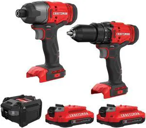 V20 MAX Cordless Drill Driver and Impact Driver Set, Power Tool Set with 2 Batteries and Charger, LED Work Light, 2 Bits, Bag (CMCK200C2) V20 MAX Cordless Drill Driver and Impact Driver Set, Power Tool Set with 2 Batteries and Charger, LED Work Light, 2 Bits, Bag (CMCK200C2)