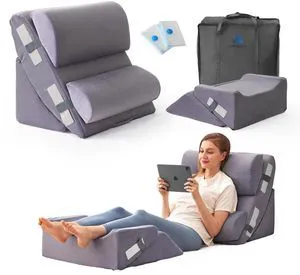 6PCS Wedge Pillow Set for After Surgery, Back Pillow for Bed Sitting Up, Orthopedic Bed Wedge for Body, Leg Pain Relief, Memory Foam Pillow for Post Surgery, Sleeping, Acid Reflux, Plush Grey 6PCS Wedge Pillow Set for After Surgery, Back Pillow for Bed Sitting Up, Orthopedic Bed Wedge for Body, Leg Pain Relief, Memory Foam Pillow for Post Surgery, Sleeping, Acid Reflux, Plush Grey